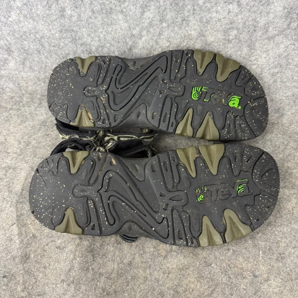 Teva Hurricane Sport Sandals Mens 8 Black Olive Green Geometric Strappy Hiking